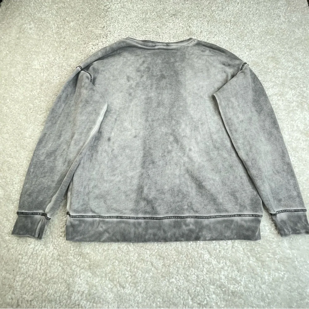 American Eagle Acid Wash Slouchy Gray Sweatshirt Grunge Punk Streetwear Medium - Picture 2 of 5